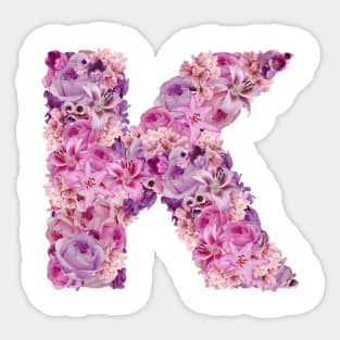 Pink Floral Letter K Sticker